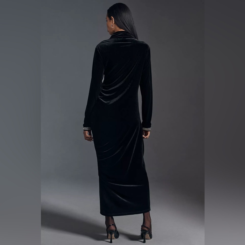 Anthropologie The Maya Ruched Cowl-Neck Dress: Velvet Long-Sleeve Edition - Picture 6 of 16